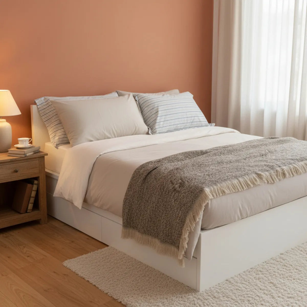 Letto allestito con Jersey di cotone