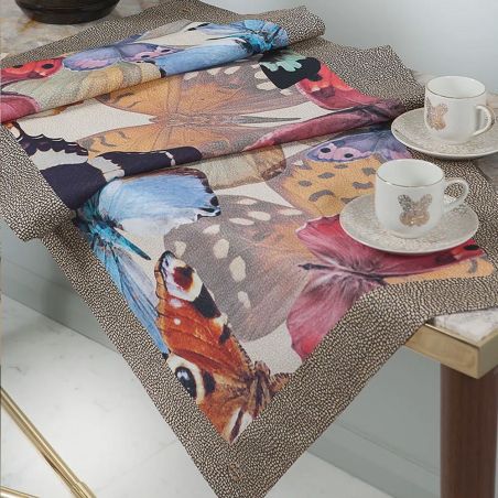 Chemin de table 50x150 Borbonese Butterfly couleur marron