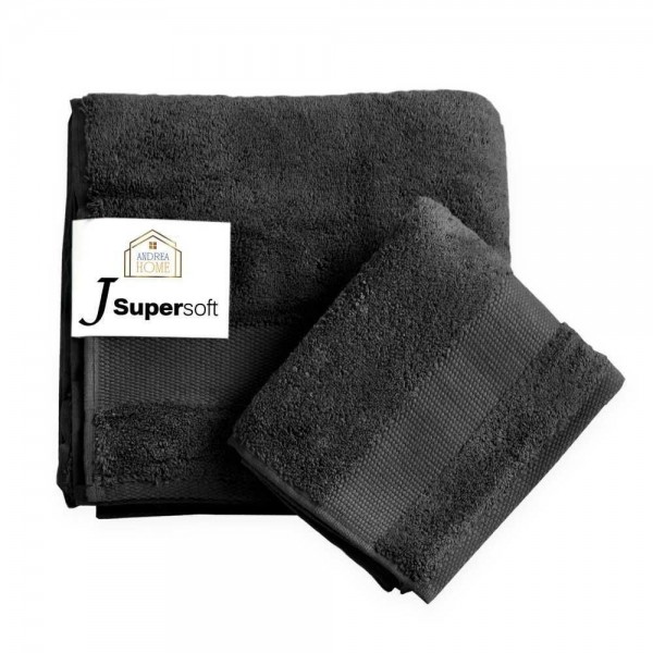 Coppia asciugamani viso + ospite Andrea Home JSuperSoft Ocra