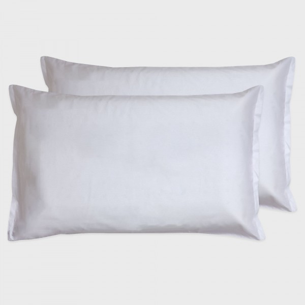 Paar Kissenbezüge 50x80 Cm Aus 100% Reine Baumwolle Hergestellt In Italien In Uni-Farben weiße Farbe