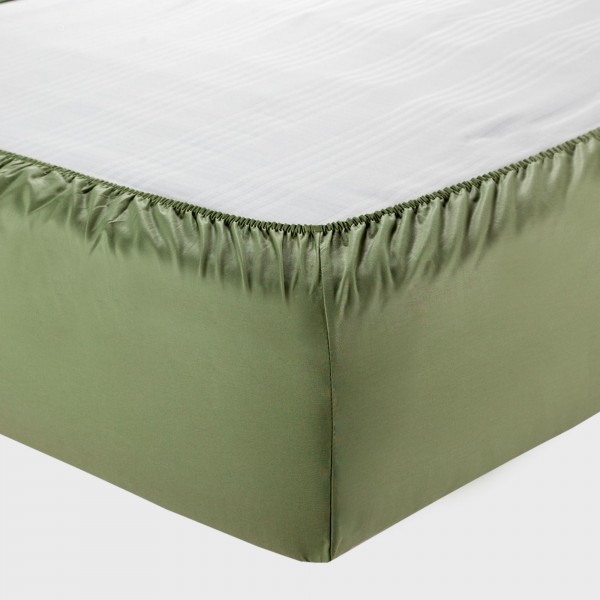 Draps housse pour lit matrimonial Andrea Home I Colorissimi en uni Vert Céladon