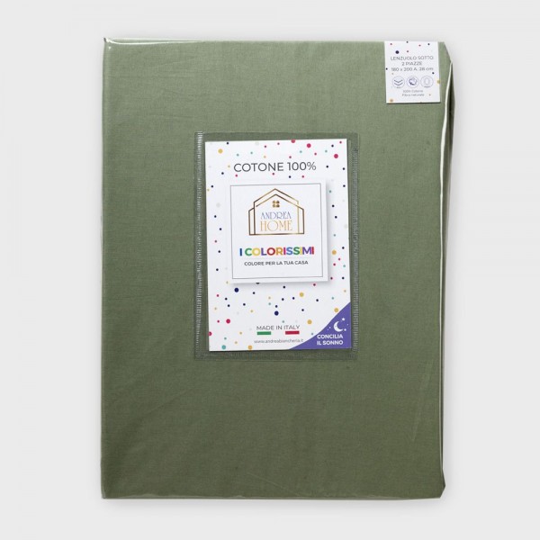 Draps housse pour lit matrimonial Andrea Home I Colorissimi en uni Vert Céladon