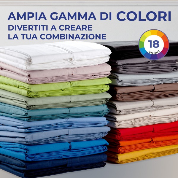 Draps housse pour lit matrimonial Andrea Home I Colorissimi en uni Vert Céladon