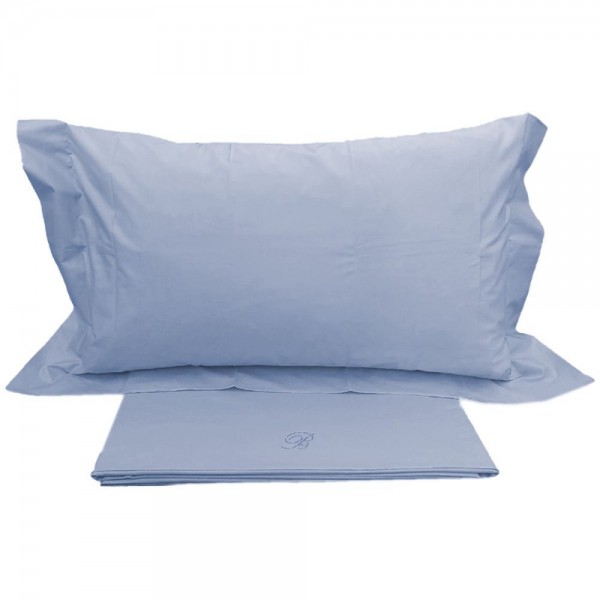 Bettwäscheset für Doppelbett Blumarine Blu Valentina aus Perkal-Baumwolle in der Farbe Turmalin