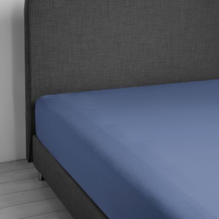 Spannbettlaken mit elastischen Ecken für Französisches Bett Vivacolor von DaunenStep in Blau