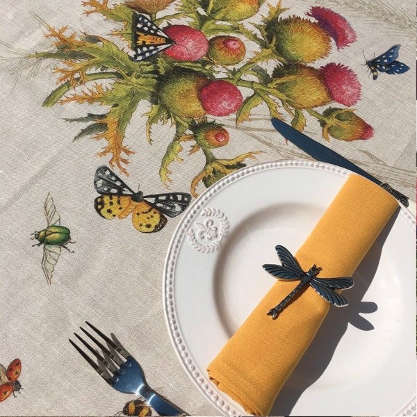 Nappe en lin 160x230 Tessitura Toscana Cynar couleur Naturelle pour 8 personnes