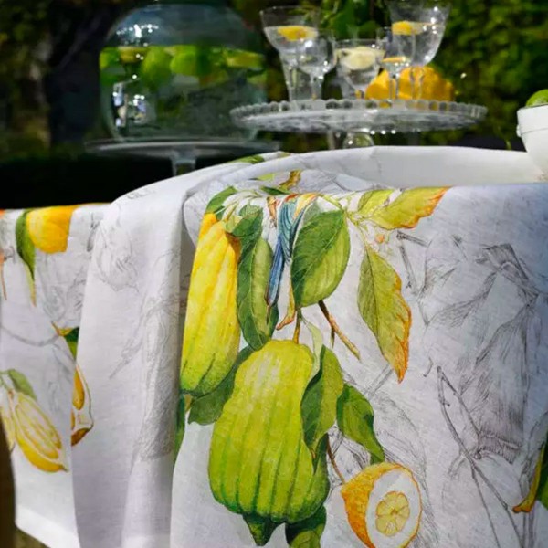 Nappe en lin 140x170 Tessitura Toscana Limoncello couleur Jaune pour 6 personnes