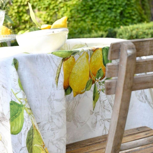 Nappe en lin 140x170 Tessitura Toscana Limoncello couleur Jaune pour 6 personnes