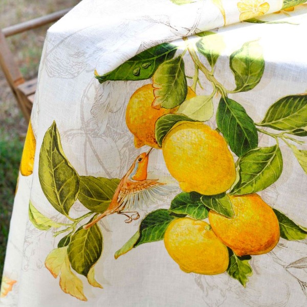 Nappe en lin 140x170 Tessitura Toscana Limoncello couleur Jaune pour 6 personnes