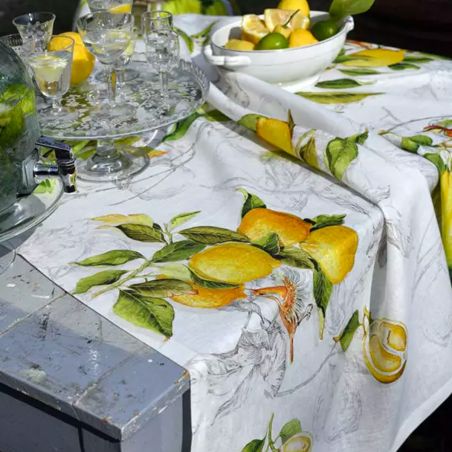 Nappe en lin 140x170 Tessitura Toscana Limoncello couleur Jaune pour 6 personnes