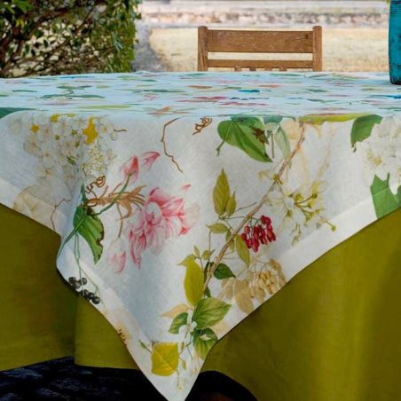 Nappe en lin 140x170 Tessitura Toscana Ibisco couleur Crème pour 6 personnes