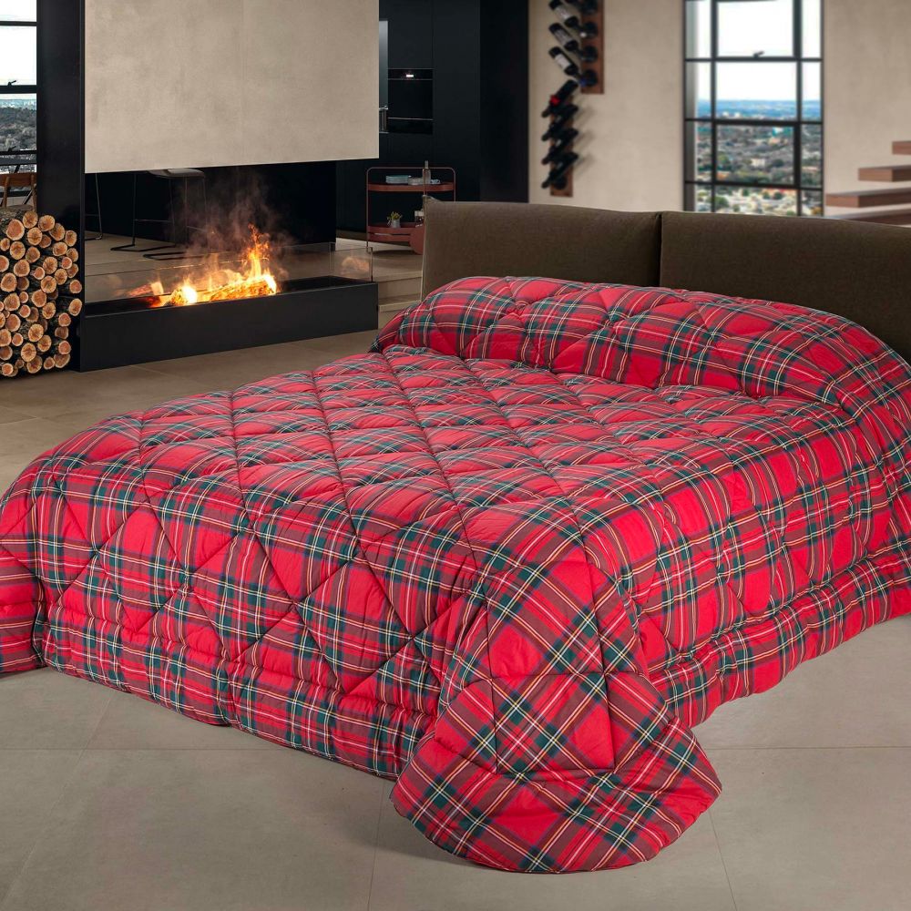 Trapunta letto Matrimoniale Cavalieri Madison Tartan colore Rosso