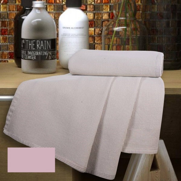 Lot de 1+1 Serviettes de Bain Cavalieri Morgan en nid d'abeille, couleur Rose Antique