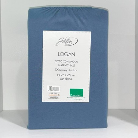 Draps-housses pour lit double avec coins élastiques Lit matrimonial Cavalieri Logan en jersey couleur jean