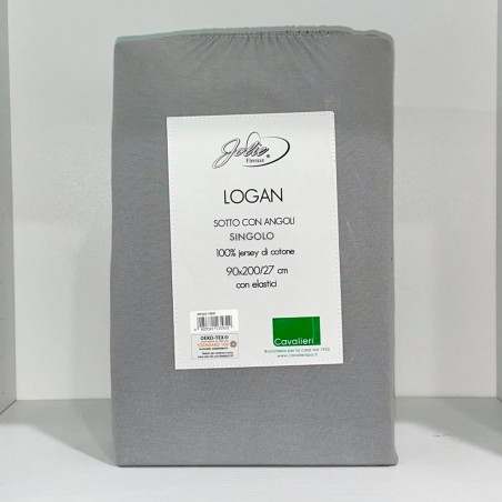 Lenzuolo Sotto con Angoli letto Singolo Cavalieri Logan in Jersey colore Grigio Perla