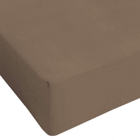 Draps-housses pour lit simple en jersey de coton couleur taupe