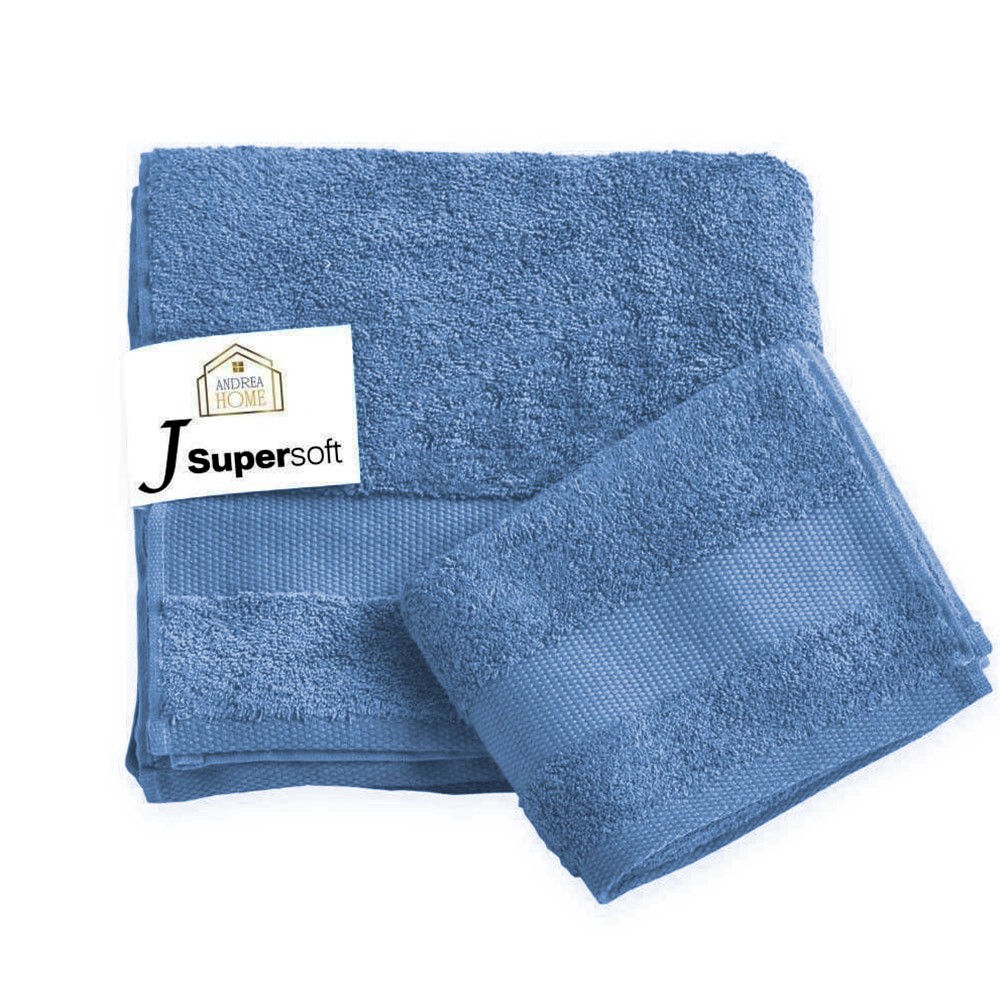 Coppia asciugamani viso + ospite Andrea Home JSuperSoft Blu