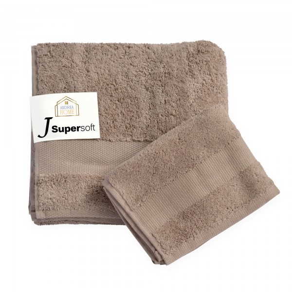 Coppia di asciugamani viso + ospite in 100% cotone pettinato Andrea Home JsuperSoft,