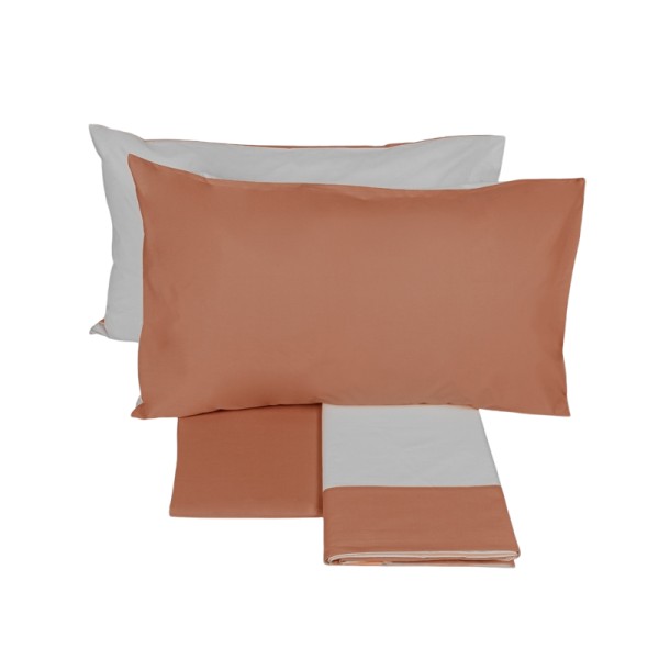 Completo lenzuola letto Singolo Fazzini Dialogo colore Grigio Betulla e Copper