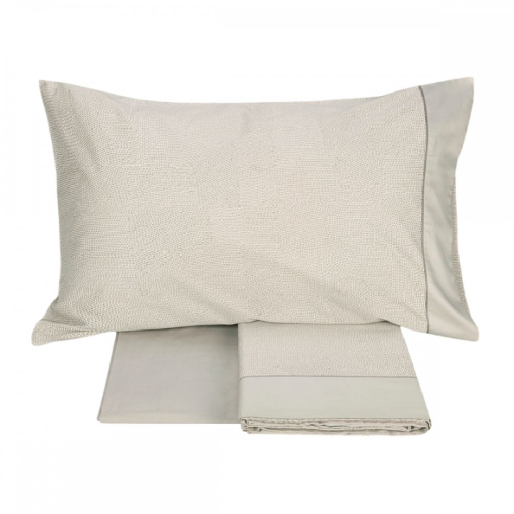 Completo Lenzuola letto Matrimoniale Fazzini Sashiko colore Grigio