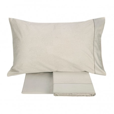 Completo Lenzuola letto Matrimoniale Fazzini Sashiko colore Grigio