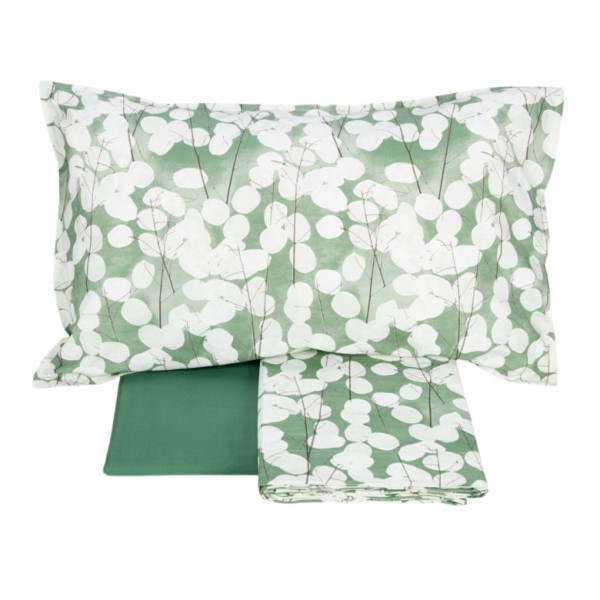 Completo Lenzuola letto Matrimoniale Fazzini Lunaria colore Verde