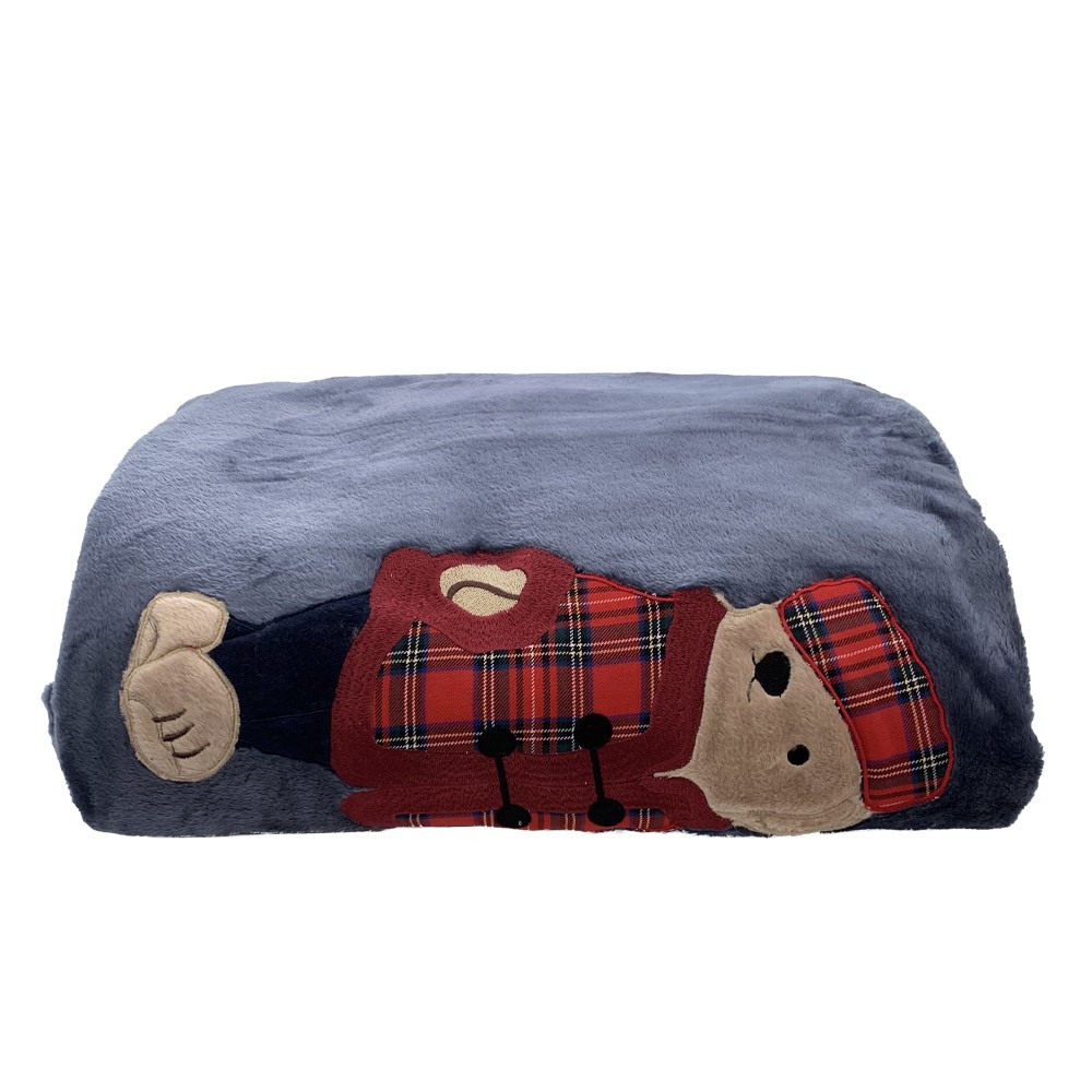 Plaid 150x180 cm Cavalieri Marmolada Teddy colore Denim