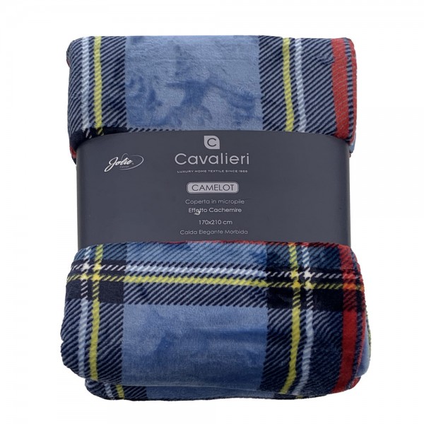 Plaid 240x200 cm Cavalieri Camelot colore DENIM