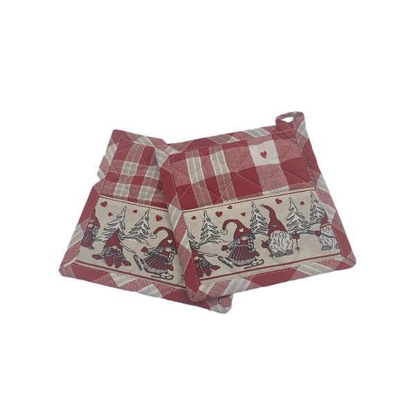 Set 2 presine Home sweet home gnometti colore rosso