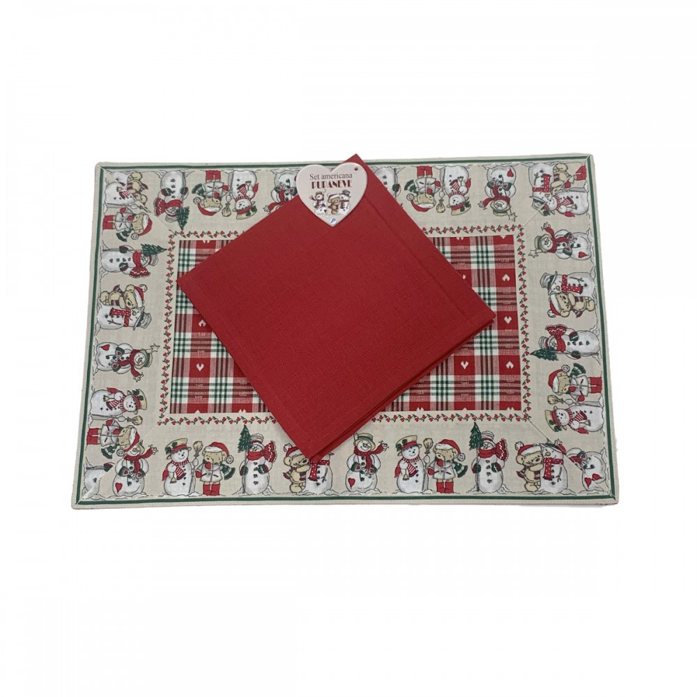 Set tovaglietta americano con tovagliolo Home Sweet Home pupaneve colore rosso