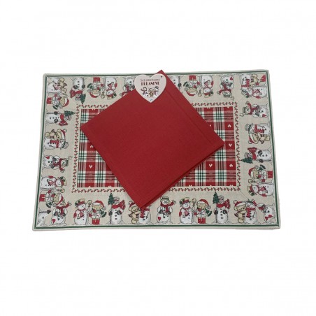 Set tovaglietta americano con tovagliolo Home Sweet Home pupaneve colore rosso