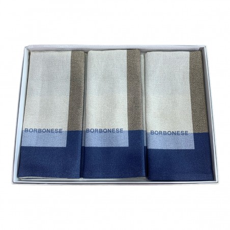 Set de 3 torchons 50×70 cm Borbonese Metropolis couleur Bleu Avio