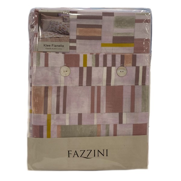 Complet draps de lit lit matrimonial en flanelle Fazzini Klee couleur lilas