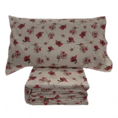 Flanellbettwäsche für Doppelbett Mirabello Rhododendronblüten Rosa