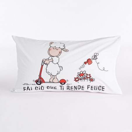 Housse de coussin 50x80 cm Happy People Ti rende Felice couleur blanche