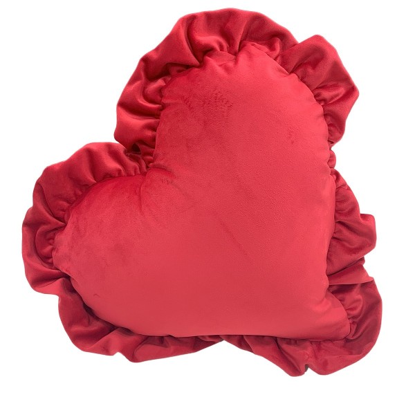 Cuscino arredo a forma di cuore piccolo con voulant Cielle Wiki in velluto colore rosso