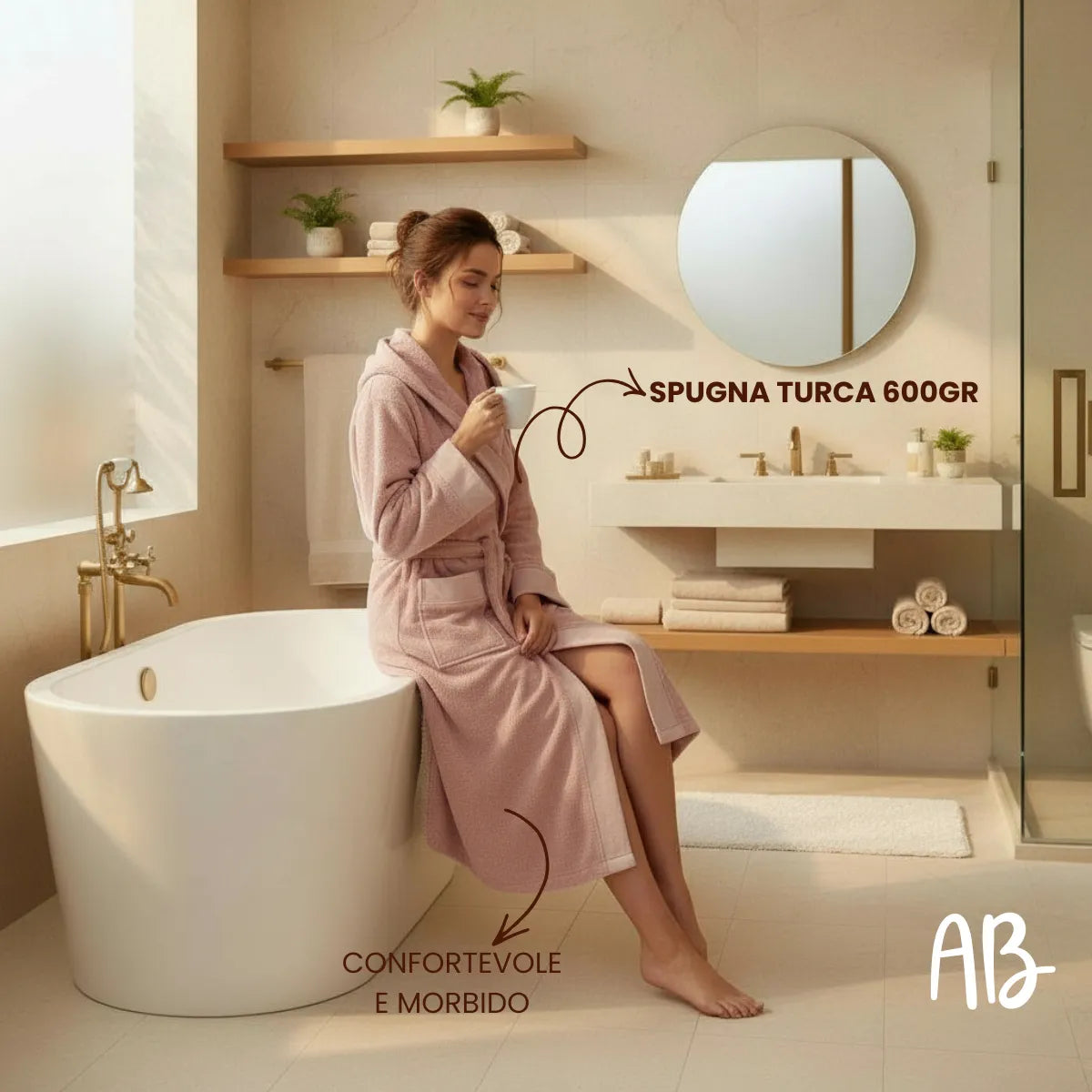 Accappatoio in spugna 600gr Andrea Home - Unisex