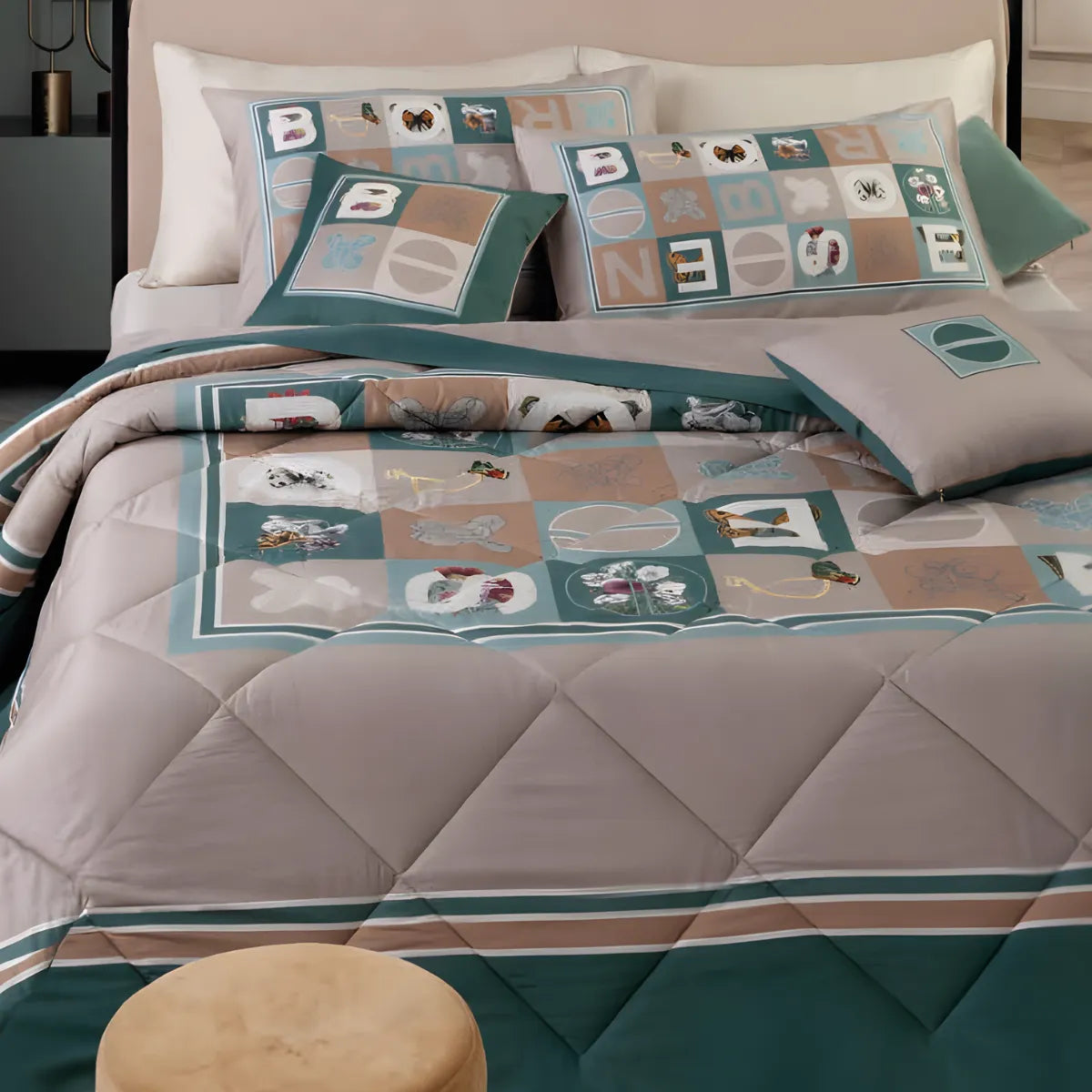 Completo lenzuola in raso Borbonese Color Block