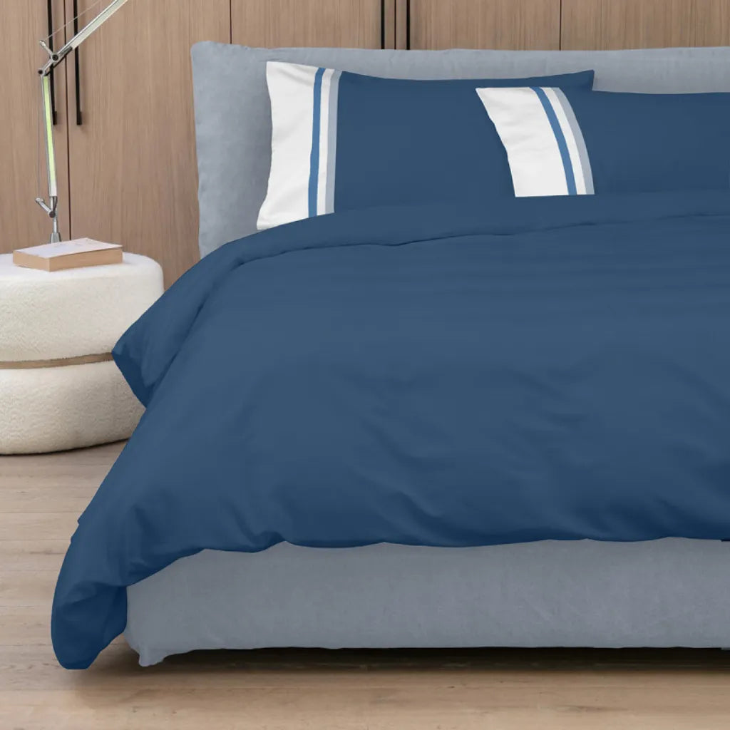 Completo copripiumino Kubrik 60 colore Blu/off white