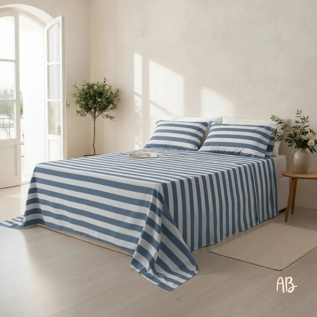 Completo lenzuola Lumiere double face in cotone Denim