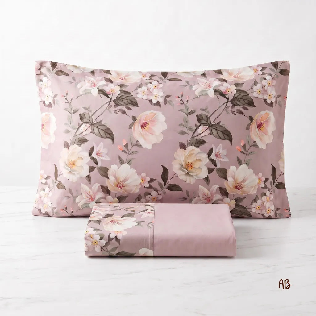 Completo lenzuola Bouquet colore Rosa