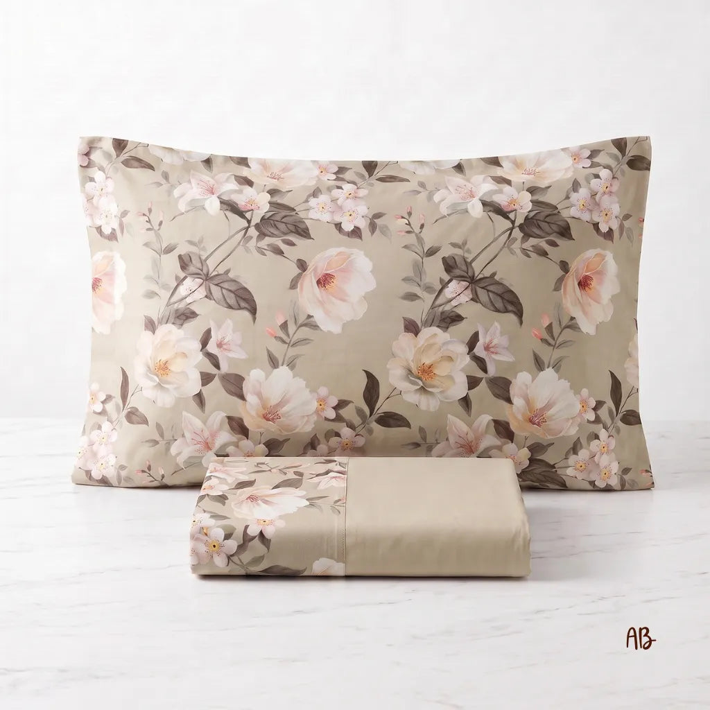 Completo lenzuola Bouquet colore Tortora
