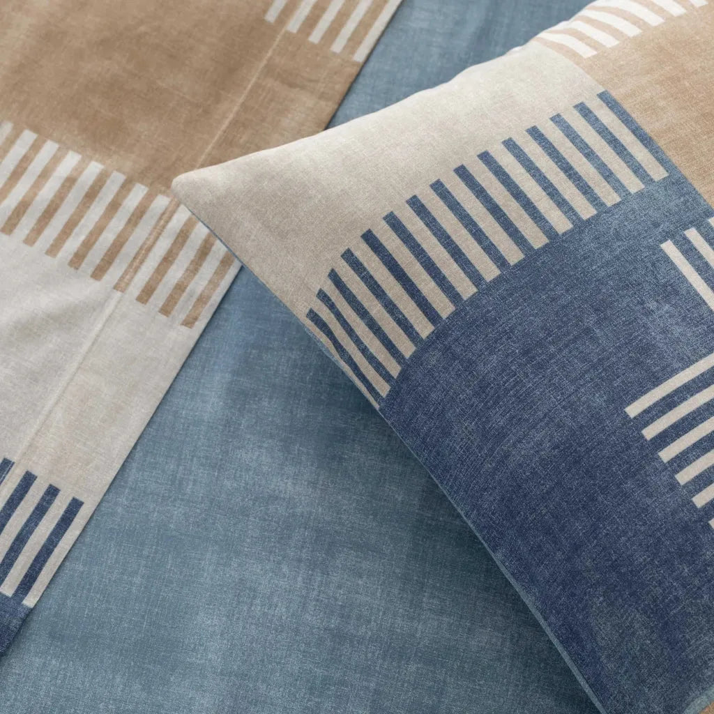 Completo lenzuola in cotone Parker colore blu