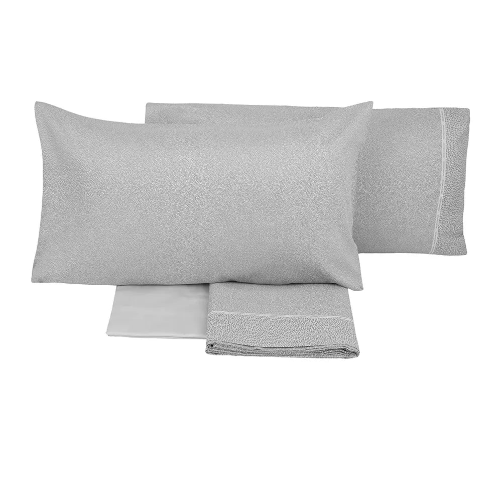 Completo lenzuola Century in raso con 4 federe colore Grigio