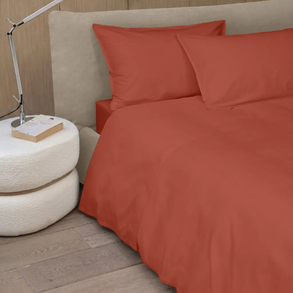 Completo lenzuola Easy NO STIRO colore Mattone