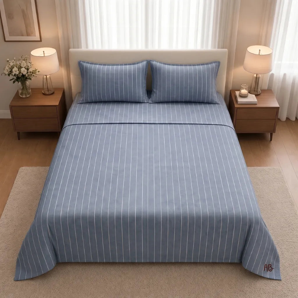Completo lenzuola Elite Matrimoniale colore Denim