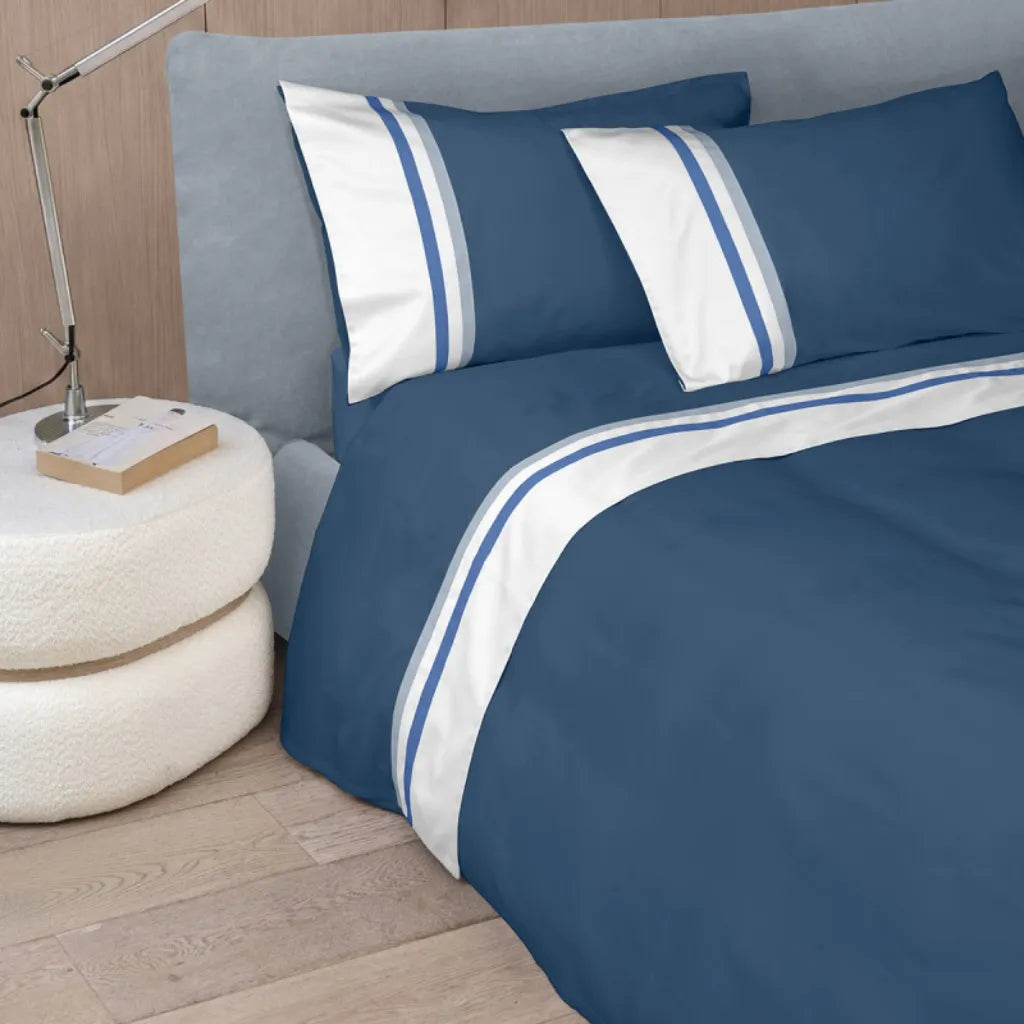 Completo lenzuola Kubrik 60 colore Blu/off white