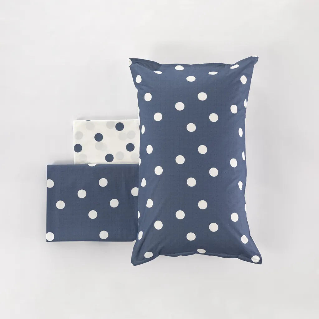 Completi Lenzuola Pois in cotone Matrimoniale colore Blu