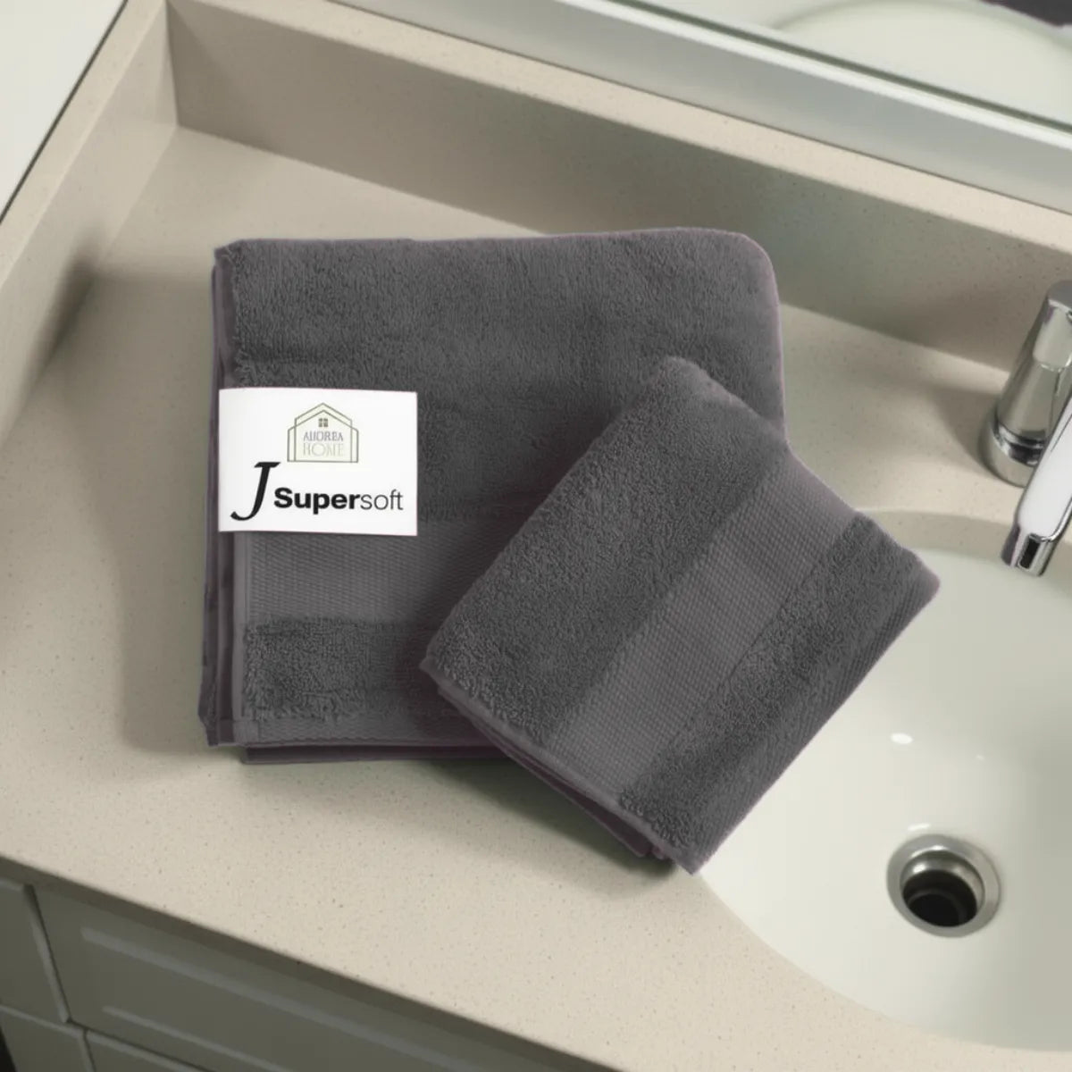 Coppia asciugamani in 600gr di spugna - Tinta Unita