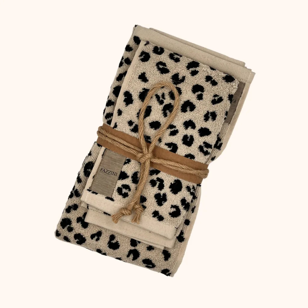 Coppia asciugamani Tabby colore Off white/nero